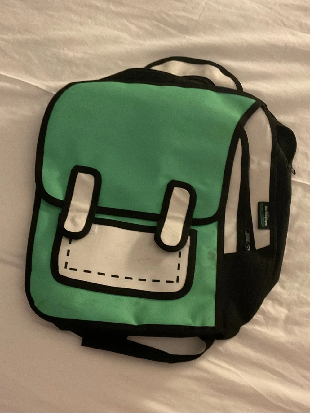2D Green Cartoon-Style Backpack
